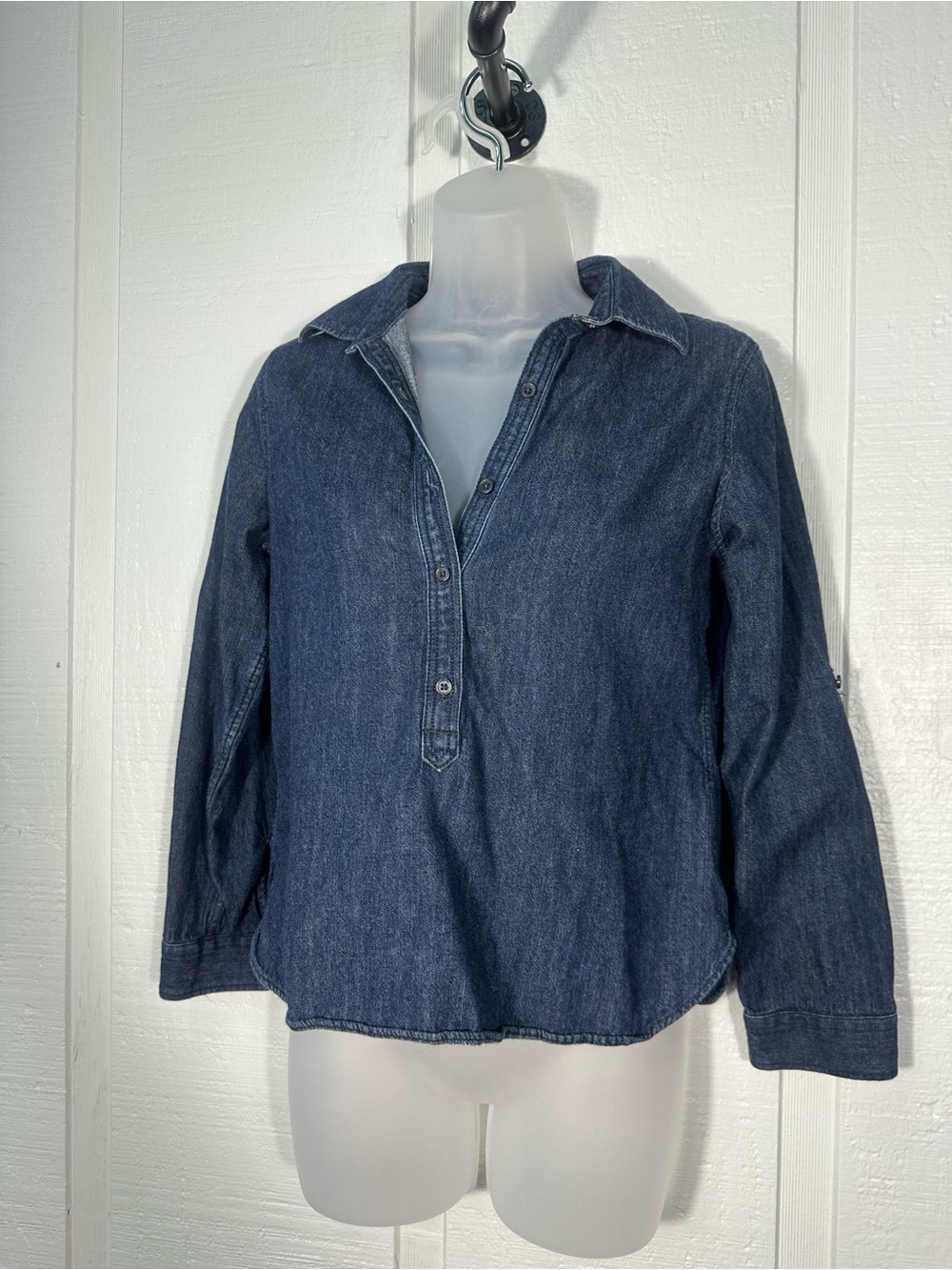 Talbots Denim 3/4 Sleeve Top Size Small Petite EUC